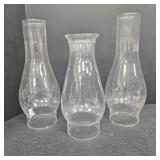 (3) VTG Clear Glass Chimneys: Oil/Kerosene Lamps