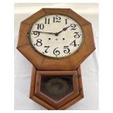 Antique Wood Cased Wall Clock w/ key