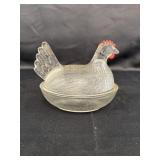 Hen on a nest, Indiana Glass 7in x 5.5in H