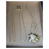 Gold Toned Unmarked Costume Necklaces & B Brooch