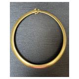 Gold Toned Flat Stretch Choker Necklace