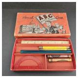 VTG Cardboard Pencil Case w/ Supplies