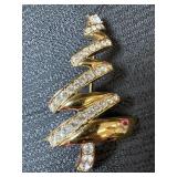 Monet Goldtone Zigzag Christmas Tree Brooch