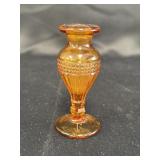 Amber pressed glass perfume bottle, 4in tall, no