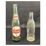 2 vtg soda bottles - Dr Pepper (10oz) & Coca-Cola,