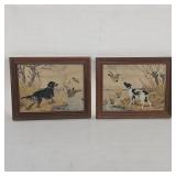 (2) VTG Framed Raised Prints of 'The Chase' &