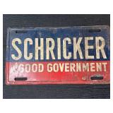 Schricker and Good Government Metal License Plate