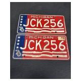 (2) 1976 Michigan Embossed License Plates