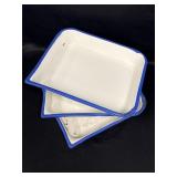 3 vtg enamel photo trays, possibly manufactured