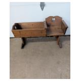 Oak Rocking doll craddle w/ attached chair