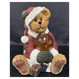Boyds Bears Santa w/music, snow globe discolored,