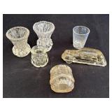 Misc. small clear glass - toothpick holders, candy