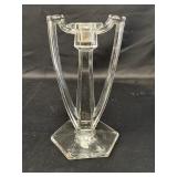Clear glass candlestick holder, 9.5in H