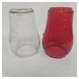 (2) VTG Glass Lantern Globes: Red Dietz Fitzall &