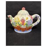 FIB handpainted ceramic flower pots teapot, 7in H