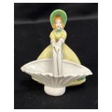 Vtg Japan Ceramic Woman & Basket Figurine,