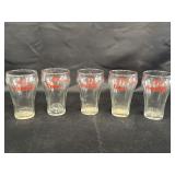 5 Coca-Cola glasses, 5in H