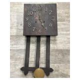 Vtg E INGRAHAM USA Dark Oak Mission Wall Clock,