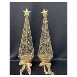 2- 24' Gold Glitter Christmas Tree Decor