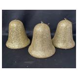 3- 9' Gold glitter bell ornaments