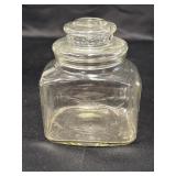 Clear glass rectangle apothecary jar w/lid,