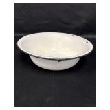 Vintage White Enamel Bowl, 12in dia. X 3.5in H,