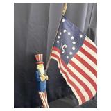 Uncle Sam wall mount flag holder w/13 star 76 flag
