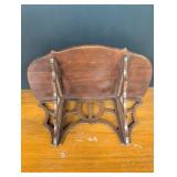 Wood mahogany wall shelf w/ scroll cut design
