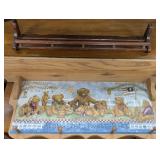 Wood plate shelf with rail, bear clothes rack w/