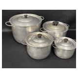 Set of 4 Wear-Ever aluminum pots w/lids, 3.5 -
