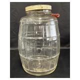 Vtg Glass Barrel Style General Store Pickle Jar,