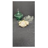 Green Lidded Dish, Gold Pearl Dish &