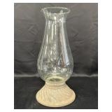 Hurricane style glass globe in pottery base, 15in