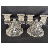 Pair of Wigwam Double Pillar Candlestick Holders,