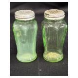 Hazel Atlas Uranium glass salt & pepper shakers,
