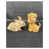 2 vtg flocked animal coin banks, 5 & 6in H.  Show