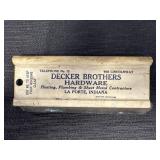 Decker Brothers Hardware LaPorte, IN Adv. Window