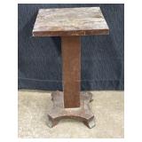 Vtg wood pedestal plant stand, 20in H.,