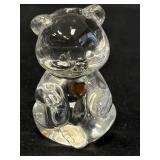 Fenton Art Glass Teddy Bear: Topaz color heart,