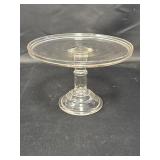 Clear pressed glass pedestal cake stand, 9in dia.
