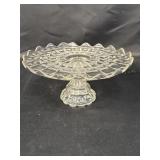 Clear pressed glass pedestal cake stand, possibly