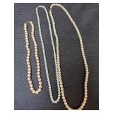 (3) Faux Pearl Necklaces