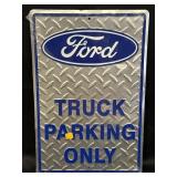 Aluminum Ford Truck Parking Sign, 12 x 18in., new,