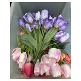 Artificial Tulips Flowers in Plastic Tote