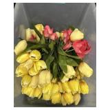 Artificial Tulips Flowers in Plastic Tote
