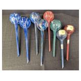 (6) glass watering balls, 2 plastic watering balls