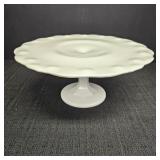 Teardrop Pattern White Milk Glass Cake Stand