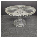 Pressed Glass Scalloped edge design Cake Stand