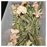 Cream & Pink Artifical Flowers w/ Plastic Tote