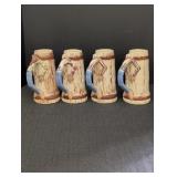 (4) Twin Winton pottery Hill Billy tall steins